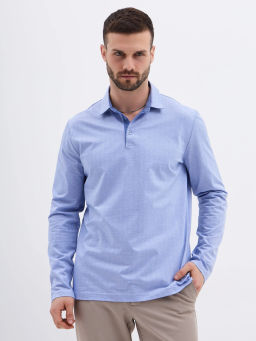 Джемпер мужской с воротником поло GREG G155-TD1246-LT0414-4 (т.голубой)  фото 4