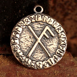 Рунический Став №12 Удача, бронза, Д-24мм, 24*27мм (ФС 012)