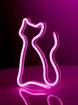 Неоновая вывеска Кошка 16?23 см, батарейки ААх3 (не в комплекте), USB, свечение розовое