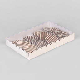 Цена за 10 шт. Коробочка для печенья с PVC крышкой, белая, 22 х 15 х 3 см