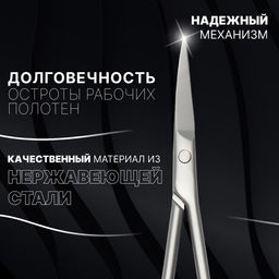 Ножницы маникюрные Premium, узкие, загнутые, 10,5 см, на блистере, цвет матовый серебристый - Queen fair фото 2