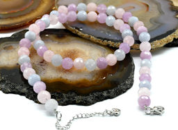 Бусы из камня кальцита граненые 8мм цв.берилл, 48см