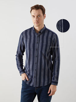 Regular Fit Uzun Kollu ?izgili Erkek G?mlek