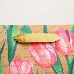 Пакет крафтовый вертикальный Тюльпаны, ML 23 х 27 х 11,5 см - Дарите счастье фото 3