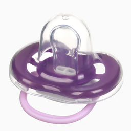 Соска - пустышка с держателем Крошка Я «Пингвинчик», анатомическая, от 6 мес, фиолетовый