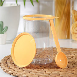 Банка для сыпучих продуктов Полимербыт, 700 мл, с ложкой, прозрачная, пластик, МИКС