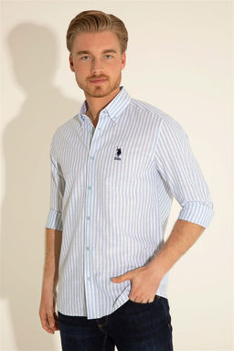 U. S. Polo Assn / Мужская синяя рубашка с длинным рукавом - U.s. polo assn фото 4