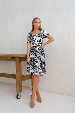 Платье Open Style 5389 черный/белый