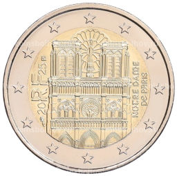 2 евро 2025 года Франция Собор Парижской Богоматери