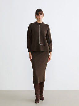 Bisiklet Yaka Oversize Kad?n Triko Kazak