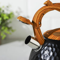 Чайник Magistro Heat, 3 л, ТРС, ручка soft-touch, со свистком, индукция, нержавеющая сталь, чёрный