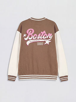 Kolej Yaka Boston Bask?l? K?z ?ocuk Ceket