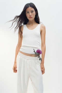 Pantal?n con cord?n de ajuste y ribete de volante - H&m фото 5