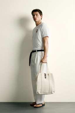 CAMISETA REGULAR FIT BORDADO COMBINADO / Blanco roto - Zara фото 4