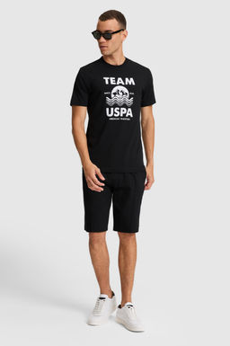 Erkek Siyah Regular Fit Bisiklet Yaka Ti__rt