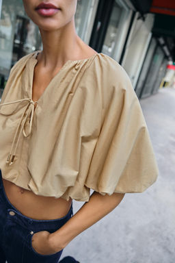 POPLIN BALLOON TOP - Zara фото 13