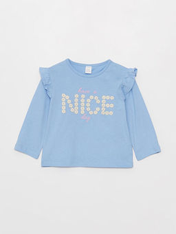 Bisiklet Yaka Uzun Kollu Bask?l? K?z Bebek Ti??rt 2li - Waikiki фото 2