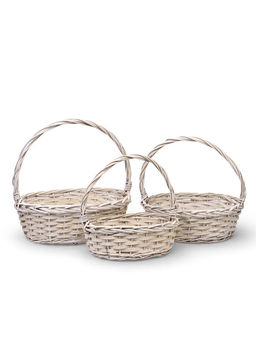 Корзина плетёная для хранения, лоза, белая, набор 3 шт.