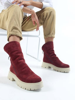 Ботинки 233.2094be. Бордо замша / Шерсть