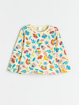 Bisiklet Yaka ?i?ekli K?z Bebek Ti??rt