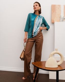 авторский лонгслив с принтованной вставкой - Elena sorti фото 7