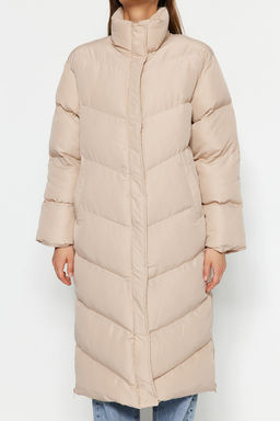 TRENDYOLMILLA Bej Regular Yandan Fermuar Detayl? Su Itici Uzun Sisme Mont TWOAW24MO00049 фото 13