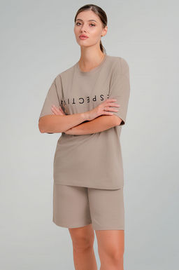 Арт. 51301/1 Костюм женский с шортами 42-50 (5 шт) Цвет:верх- бежевый, низ- бежевый