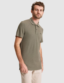 Haki Slim Fit _rme Dokulu Polo Yaka Ti__rt