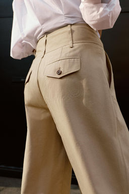 PANTAL?N ANCHO BAJO AJUSTABLE / Camel claro - Zara фото 7