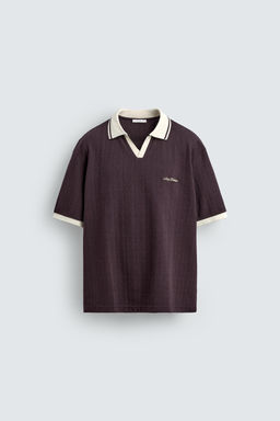 POLO JACQUARD VERTICAL BORDADO / Granate - Zara фото 7