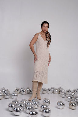 Ажурное вязаное платье айвори - Martichelli фото 3