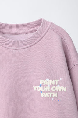 SUDADERA EFECTO LAVADO TEXTO / Rosa pastel - Zara фото 4