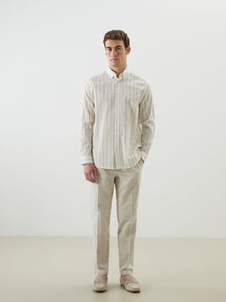 Regular Fit Uzun Kollu ?izgili Poplin Erkek G?mlek