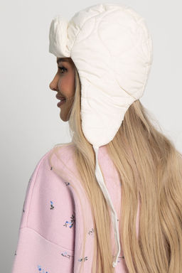 Ушанка стёганая (айвори) УС2