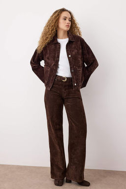 Kahverengi Suet Gorunumlu Denim Ceket TWOAW25CE00078
