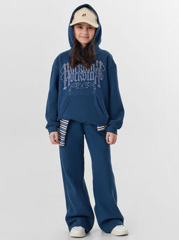 Комплект для девочек синий с надписью "Rockstar"