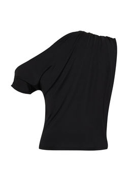 Siyah Regular/Normal Kal?p Asimetrik Yaka S?f?r Kol C?tc?tl? Esnek Orme Bluz TWOSS24BZ00396