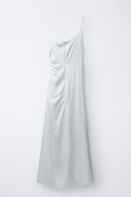 VESTIDO ASIM?TRICO SATINADO TIRANTE STRASS / Blanco - Zara фото 4