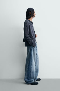 JEANS LOOSE BALLOON FIT BANDAS CONTRASTE / Azul medio - Zara фото 4