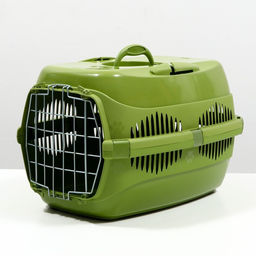 Переноска для животных до 12 кг Пижон 49х33х32см, металлическая дверь, оливковая  фото 2