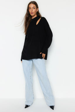 Vizon Genis Kal?p Pencere/Cut Out Triko Kazak TWOAW24KZ00342 - Trendyolmilla фото 9