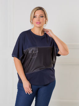 Блузка 1471 из вискозной ткани со вставкой из экокожи - Novita фото 2