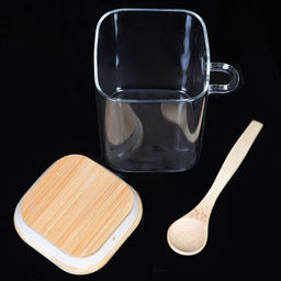 Банка квадратная бамбуковая крышка с ложкой d-80/100 450 мл / LCKW2914 /уп 100/ - Галеонтрейд фото 8