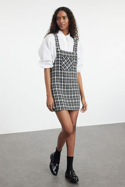 Bej Ekose / Kareli Mini Jile Dokuma Elbise TWOAW20EL0208