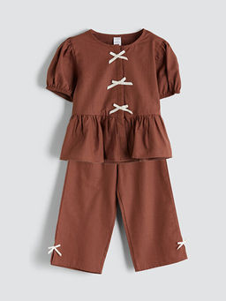 Bisiklet Yaka K?z ?ocuk Bluz ve Pantolon