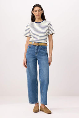 Mavi Dikis Detayl? Yuksek Bel Az Esnek Barrel Jeans TWOSS26JE00306 - Trendyolmilla фото 2