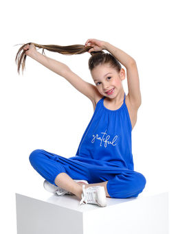 Комбинезон трикотажный с открытой спинкой UD 7579 василек - Mini maxi фото 5