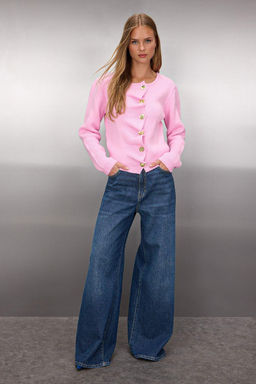 Pembe Buzgu Kapama Detayl? Metal Dugmeli Triko H?rka TWOAW26HI00110 - Trendyolmilla фото 3