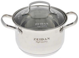 Кастрюля нерж 2,1 л (16 см) ZEIDAN, ст. крыш, 5-ти слойное капс дно, арт. Z-50242