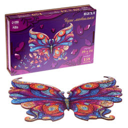 Пазл деревянный фигурный Чары мотылька, деревянная коробка